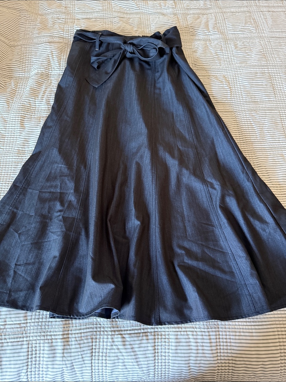 Worthington Black A-Line Maxi Skirt with Waist Tie